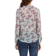 thumbnail image 3 of INSPIRE CHIC Women's Ruffle Collar Long Sleeve Button Down Floral Shirt S Light Blue, 3 of 6