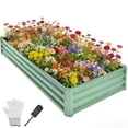 thumbnail image 1 of Easy DIY 6x3x1ft Raised Garden Bed Kit, Galvanized Steel Planter Box, Open-Bottom Design with Ground Stakes, Rust-Resistant and Easy Assembly, 1 of 10