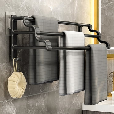 TIMIFIS Steel Rack, Bathroom Organizer Towel Rack with Adhesive Wall Screws for Bathroom Wall Mount Towel Bar Holders Bath Towel Shelf Hanger 3 Tiers Ladder Towel Rail