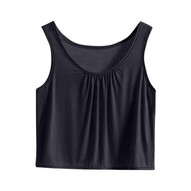 Timegard Plus Size Tops for Women Tank Tops featuring a round neck and ruched detailing in a sleeveless design. Made from a blend of polyester and spandex, this soft and lightweight top is ideal for casual or athletic wear. The black tank top is shown in a front-facing view with a simple and versatile style suitable for layering or standalone use.