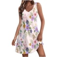 thumbnail image 1 of Pisexur Robe d'Été pour Femme, Plage, Décontractée, Sans Manches, Midi, Imprimé Floral, Débardeur, Ample, Robe Soleil avec Poche, P-2TG, 1 of 6