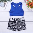 thumbnail image 4 of TiaoBug Kids Girls Basic 2 Piece Active Outfit Racer Back Crop Top and Shorts Set for Gymnastics Dancing Workout Blue&Black XL, 4 of 7