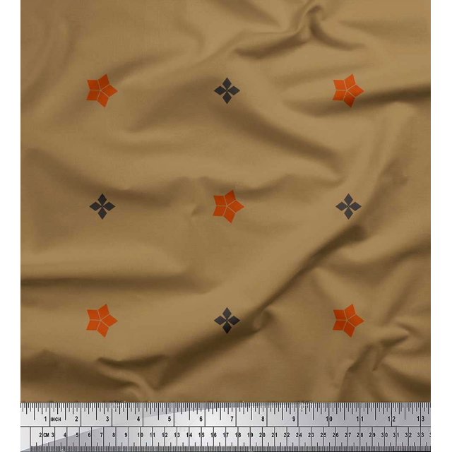 Soimoi Brown Modal Satin Fabric Butidar Jamdani Print Fabric by Yard 42 Inch Wide