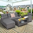 thumbnail image 1 of Costway 4PCS Patio Rattan Furniture Set Cushioned Loveseat Table Shelf Gray, 1 of 10