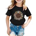 thumbnail image 2 of PMVFHDE T-Shirt Graphique pour Enfants à Imprimé Tournesol, Col Rond, Manches Courtes, Haut Décontracté, Tee pour Fille, 2-Black, 7-8 Ans, 2 of 4