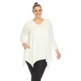thumbnail image 1 of White Mark Tunique à Manches 3/4 pour Femmes, Taille Empire, Col en V, 1 of 6