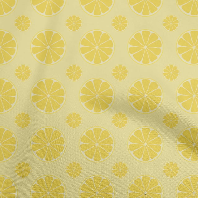 oneOone Rayon Medium Yellow Fabric Fruits Lemon Slice Craft Projects Decor Fabric Printed By The Yard 56 Inch Wide