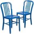 thumbnail image 1 of Commercial Grade 2 Pack Blue Metal Indoor-Outdoor Chair, 1 of 9