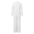 thumbnail image 5 of GDREDA Womens Cotton Linen Set 2 Piece Outfits Summer Button Down Shirt Wide Leg Pants Matching Sets White,L, 5 of 5