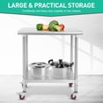 thumbnail image 3 of EDTara Stainless Steel Work Table with Wheels, Heavy Duty Kitchen Prep Workbench, NSF Commercial Table with Adjustable Undershelf for Hotel & Garage, 3 of 8