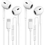 USB C Headphones 2 Pack, Type C Earphones with Microphone & Remote Control Noise Cancelling Wired Earbuds USB C for iPhone 17 16 15 Pro Max, iPad Pro, Samsung Galaxy S25 S24 Ultra, Pixel 9
