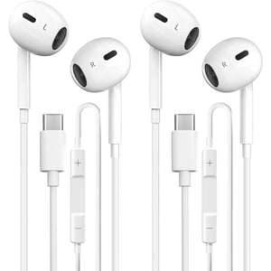 USB C Casques 2 Pack, Earphones de type C avec Microphone & Télécommande Bruit Annulant les écouteurs filaires USB C pour iPhone 17 16 15 Pro Max, iPad Pro, Samsung Galaxy S25 S24 Ultra, Pixel 9