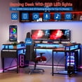 thumbnail image 4 of Kojooin U Shaped Home Office Desk, Reversible L Shaped Gaming Computer Desk with Power Outlets,126 Inch Computer Desk with Monitor Stand and LED Lights,Storage Shelves,Storage Bag and Hooks, 4 of 9