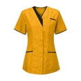 thumbnail image 1 of Hauts de Sarrau à Col en V pour Femmes, Coupe Ample, Uniforme de Travail, T-Shirt à Manches Courtes, Tunique de Sarrau d'Infirmière, Blouse avec Poches, 1 of 2
