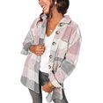 thumbnail image 1 of ORUYROP Womens Casual Plaid Shacket Button Down Long Sleeve Shirt, 1 of 5