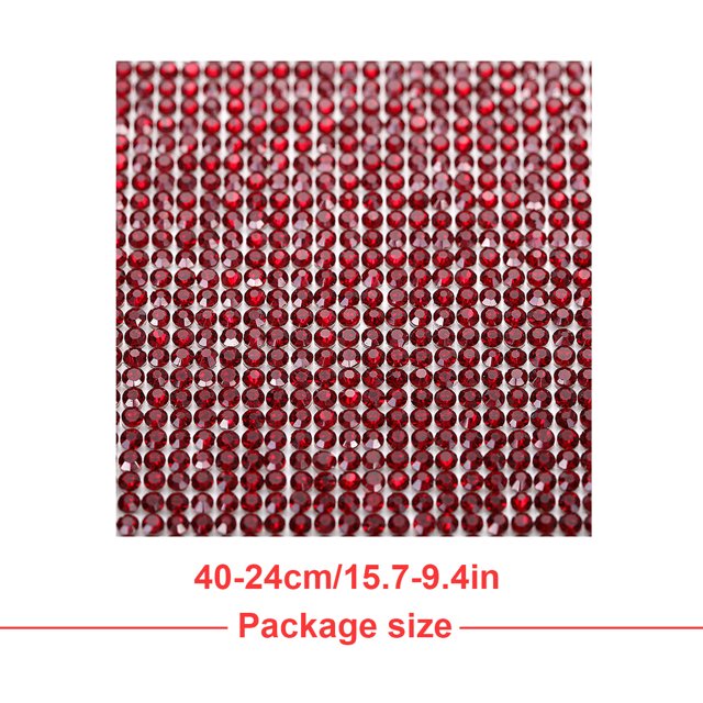 VONKY Crystal Rhinestone Ribbon Clothing Accessories Sticker Convenient Using Present Decoration Sheet with Shine Appearance Exquisite dark red 8 hot melt glue
