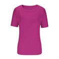 thumbnail image 4 of AherBiu Womens Tops Summer Ribbed Knitted Stretchy Slim Tight Tops Solid Color Short Sleeve Tshirts, 4 of 4