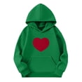 thumbnail image 2 of Milgrthf Chandails à Capuchon et Chandails Molletonnés pour Filles avec Écusson en Forme de Cœur, Épais, Manches Longues, Col Ras du Cou, Chandail à Capuche à Enfiler pour Préadolescente, Vert, 3 Ans, 2 of 4