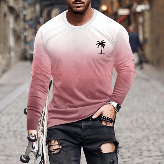RXIRUCGD T-Shirt à Col Rond pour Hommes, Décontracté, Mode, Imprimé, Manches Courtes, Chandail, Rose, Taille : TG