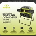 thumbnail image 2 of Sun Joe Dual Chamber Outdoor Tumbling Composter, Compost Tumbler w/Sliding Doors, 42 Gal, 2 of 8