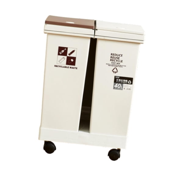 Abbracc Kitchen Trash Can with Wheels Garbage Bin Simple Waterproof Kitchen Waste Basket 40L
