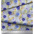 thumbnail image 3 of Soimoi Purple Polyester Crepe Fabric Leaves & Floral Printed Craft Fabric by The Yard 52 Inch Wide, 3 of 3