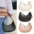 thumbnail image 2 of Women Shoudler Bag Solid Color Smooth Faux Leather Underarm Bag Crescent Shape Adjustable Strap Large Capacity Zipper Closure Lady Handbag, 2 of 11