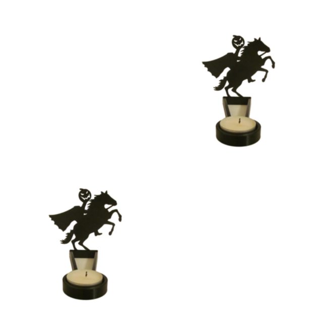 Transemion Stainless Steel Classic Pattern Candle Holders With Vivid Images For Halloween Decor Spooky E 2Set