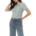 thumbnail image 4 of INSPIRE CHIC Chemisier d'Été pour Femme à Col Peter Pan, Boutonné à l'Avant, Blouse Vintage à Motif Floral, Haut m Bleu, 4 of 6