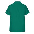 thumbnail image 3 of Timegard Womens Tops Plus Size Cotton Linen Short Sleeve Lapel V-Neck Button down Side Split Casual Tops, 3 of 5
