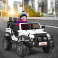 thumbnail image 3 of Costway 12V Kids Ride On Car 2 Seater Truck RC Electric Vehicles w/ Storage Room White, 3 of 10