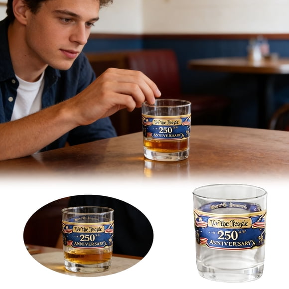 Creatine America 250th Anniversary “ The People” Heritage Whiskey Glass Declaration Of Independence Printed Glasses For Liquor Or Wine Father's Day Patriotic