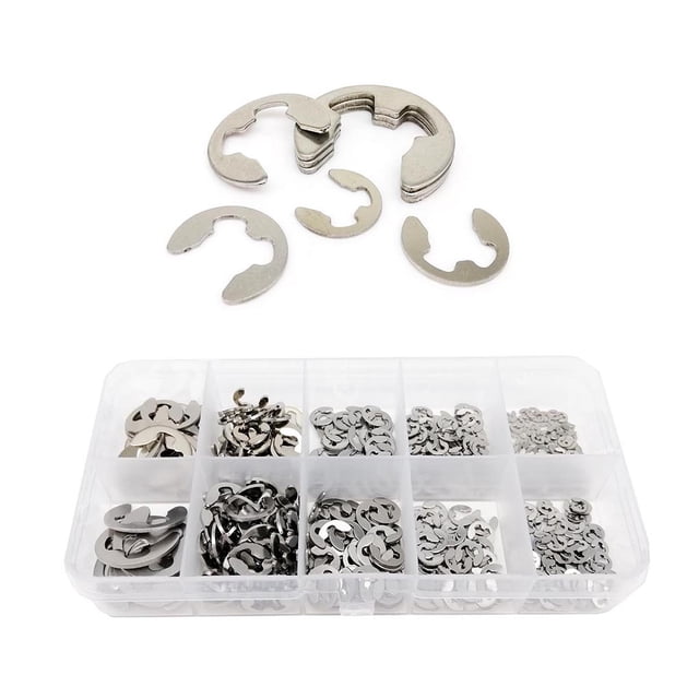 ruzhgo 580pcs Retaining Rings Convenient External Circlip Stainless Steel Wear-resistant Snap Ring Opening Hook Hardware Assorted Kits Sliver Sliver