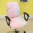 thumbnail image 4 of Housse Extensible en Spandex pour Chaise de Bureau d'Ordinateur Housse Extensible Rose-Pêche Fleur, 4 of 5