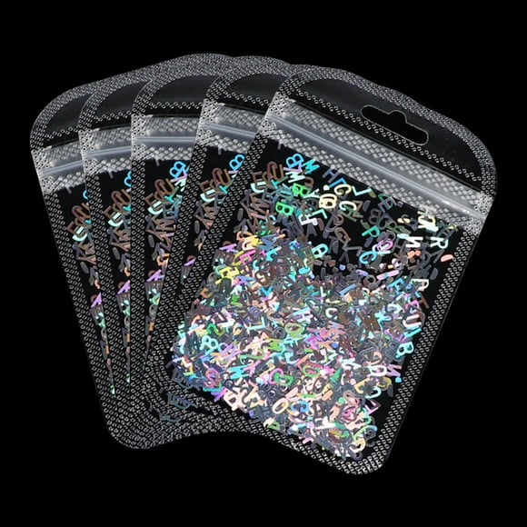HLONK 5 Pack Letter Glitter Alphabets Glitter Flakes Accessories Art Sequins Suitable for DIY Crafts Jewelry Making