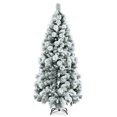 thumbnail image 1 of Costway 7ft Snow Flocked Hinged Artificial Slim Christmas Tree with Pine Needles, 1 of 10