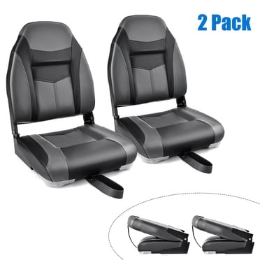 Costway Lot de 2 Sièges de Bateau Pliants à Dossier Haut avec Coussin en Mousse et Charnières Flexibles