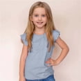 thumbnail image 2 of T-shirts Décontractés Amples pour Filles, Couleur Bonbon, Manches à Volants, Col Ras du Cou, Manches Courtes, pour Enfants, 2 of 4