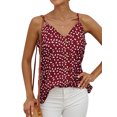 thumbnail image 3 of Women White Dots Print Sleeveless V Neck Buttons Vest Top, 3 of 4