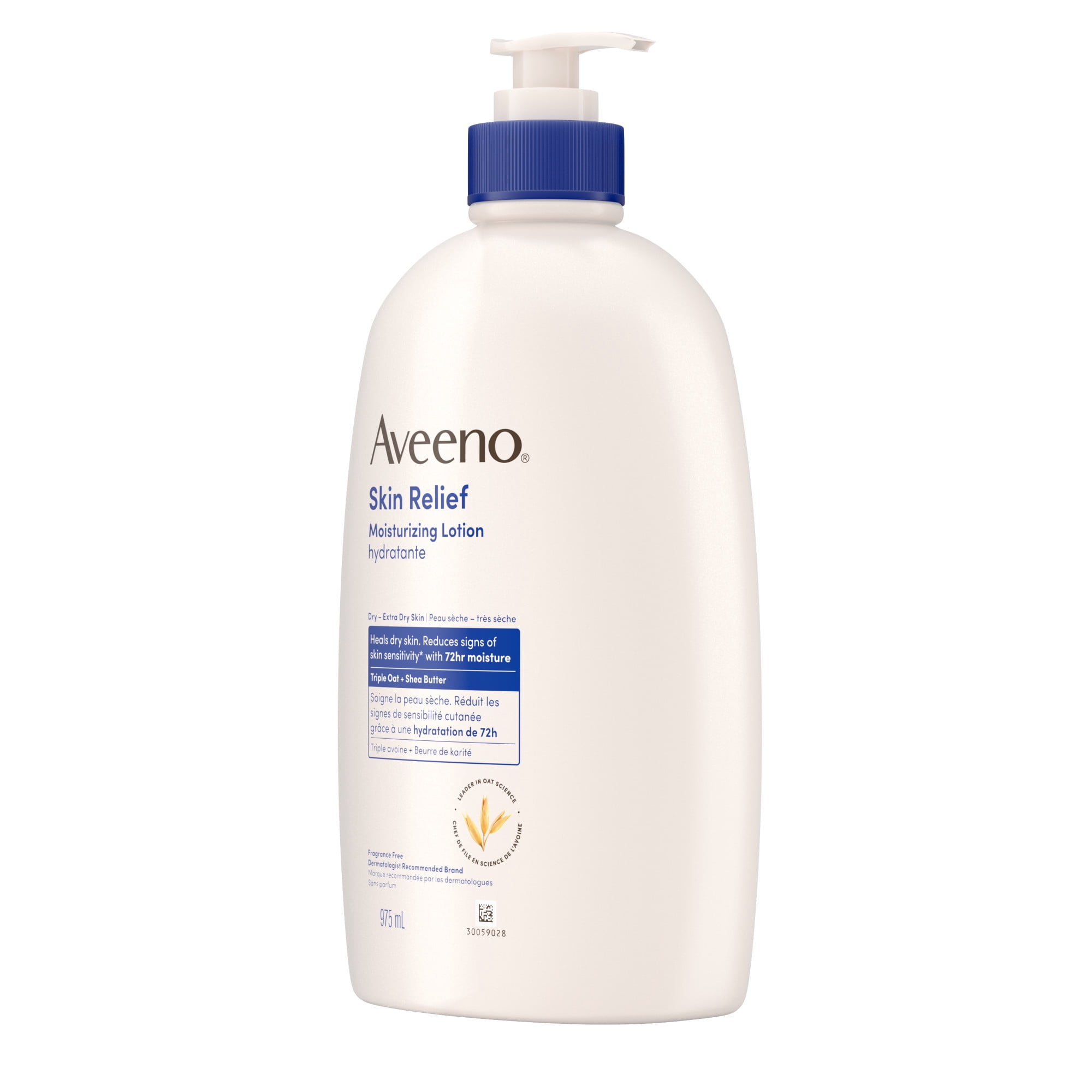 Aveeno Skin Relief Moisturizing Lotion, Beurre de Karité, Avoine, Diméthicone, Hydratant Corporel pour Peau Sèche, Sans Parfum