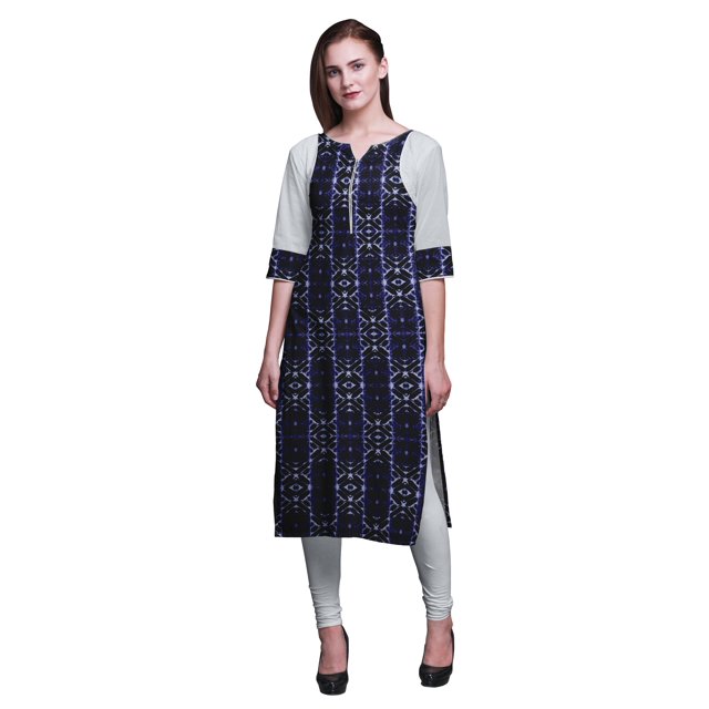 Bimba Robe Kurti Longue en Coton Imprimé, Tunique Droite, Robes pour Femmes, Haut Indien - Très Petit