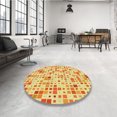 thumbnail image 4 of Ahgly Company Tapis Rond Lavable en Machine Intérieur Transitionnel Orange Néon, 4 Pieds Rond, 4 of 7