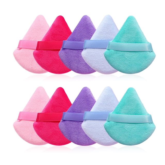 10 Pcs Houppette Triangulaire pour Fond de Teint, Houppettes pour Poudre Libre, Houppette