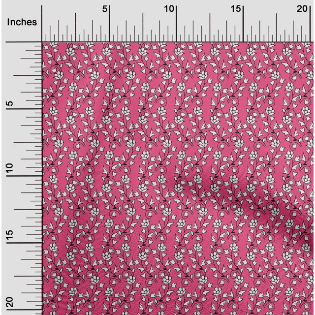 oneOone Cotton Flex Fabric Leaves & Floral Block Printed Fabric 1 Yard 40 Inch Wide