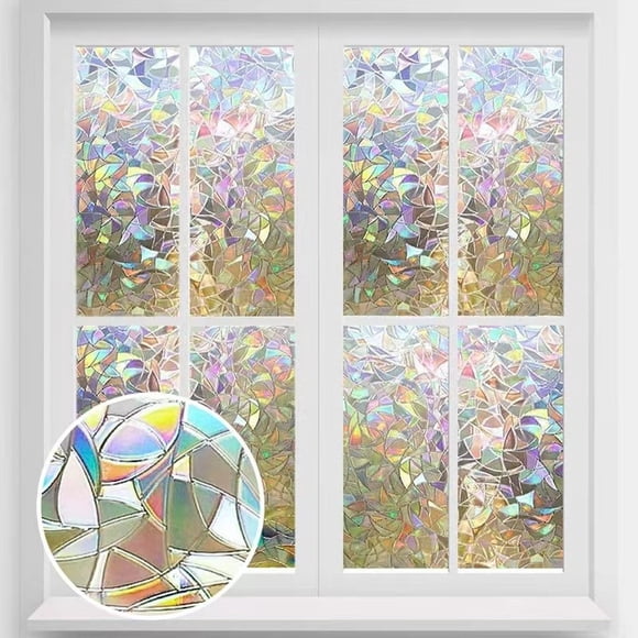 SSZMDLB Rainbow Window Film, Electrostatic Glass Film Colorful Frosted Sticker, Opaque Light Filtering Window Privacy Film for Bathroom Toilet Glass Door, Decorative Window Sticker