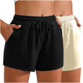 thumbnail image 1 of Plebaso 2 Pack Womens Sweat Shorts Casual Drawstring Running High Waisted Athletic Shorts with Pockets, 1 of 6