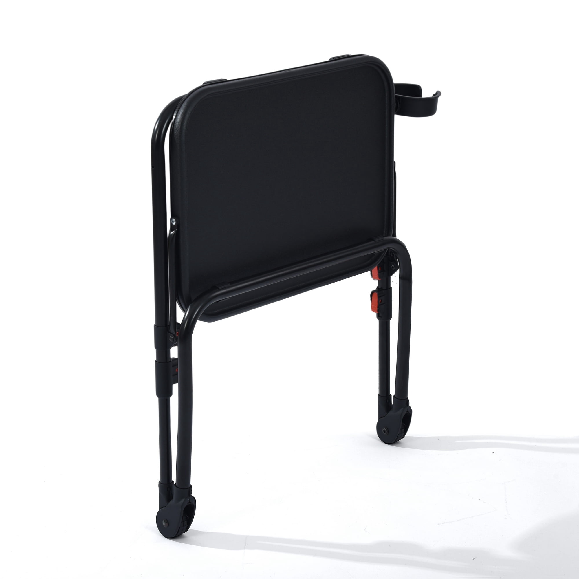 Bureau d'ordinateur pliable compact Homy Casa avec porte-gobelet et hauteur réglable, surface en polypropylène noir