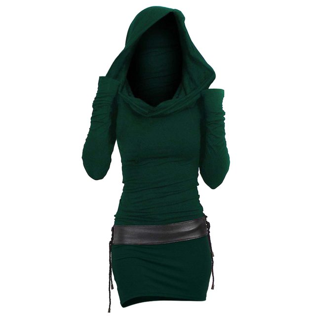 Gspmoly Robes Grande Taille pour Femmes Rondes, Sweat à Capuche Patchwork à Manches Longues avec Œillets, Robe Gothique Punk Vintage pour Fête, Robes Formelles pour Femmes jusqu'à 70 % de Réduction