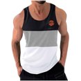 thumbnail image 2 of Débardeur pour Hommes, Mode Décontractée Patchwork Imprimé Pull Col Rond Débardeurs de Sport, 2 of 6