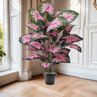 Chmadoxn Artificial Potted Plants 33inch 24 Leaves PVC Fake Tropical Plants Realistic Faux Plants for Home Office House Desk Shelf Living Room Kitchen Decoration Plastics simulated green plants